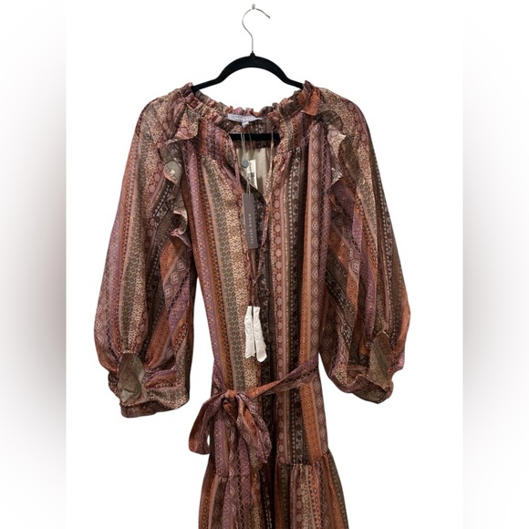 NWT Anthropologie Sarah Hann Tiered Ruffle Maxi Tassel Dress - Picture 6 of 8